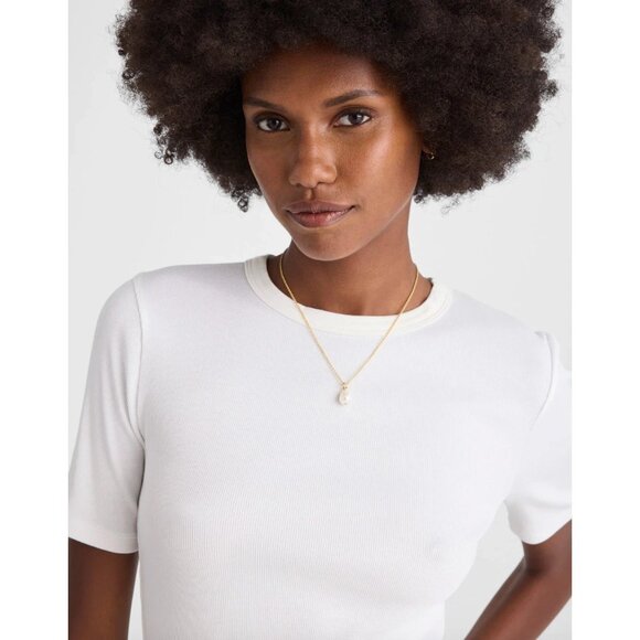 Madewell White Brightside Elbow Sleeve Tee S NWT - Picture 2 of 10